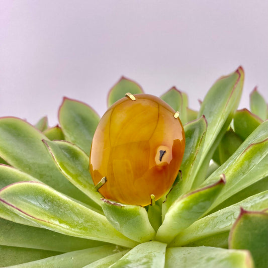 Red Agate Cabochon Ring