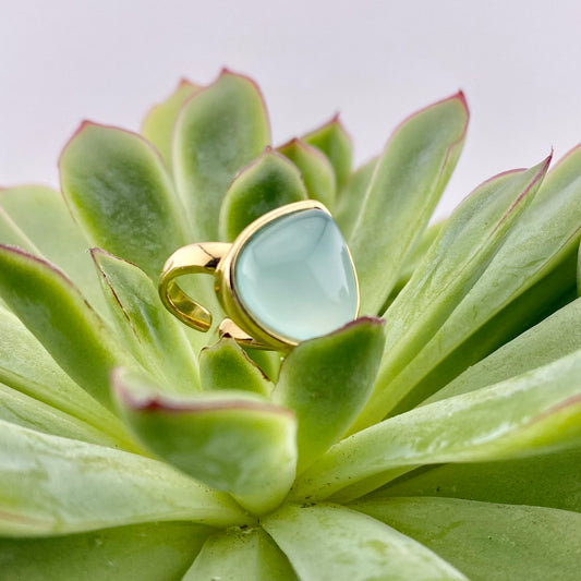 Sky Blue Agate Drop Ring