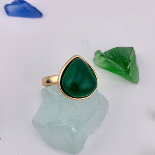 Green Agate Drop Ring