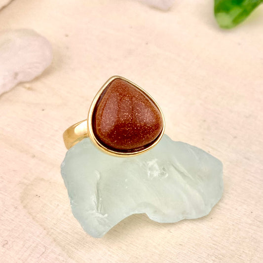 Sun Stone Teardrop Ring