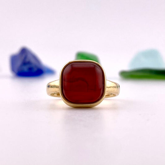 Red Agate Square Ring