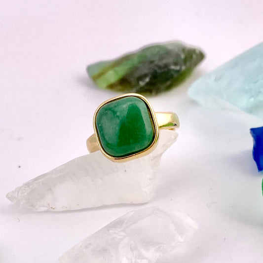 Green Quartz Square Ring