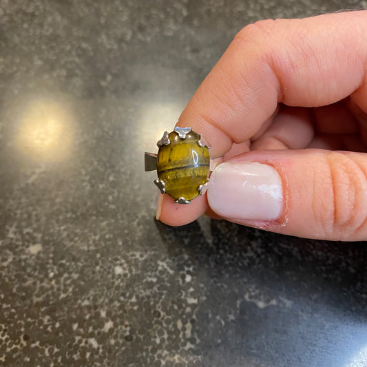 Tiger's Eye Cabochon Ring