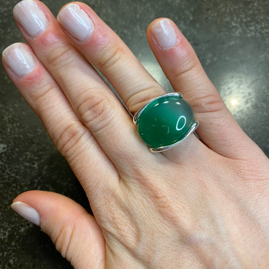 Green Agate Cabochon Ring