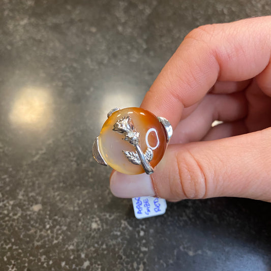 Flower Natural Agate Ring