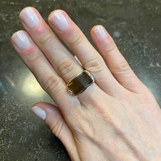 Smoky Quartz Faceted Ring