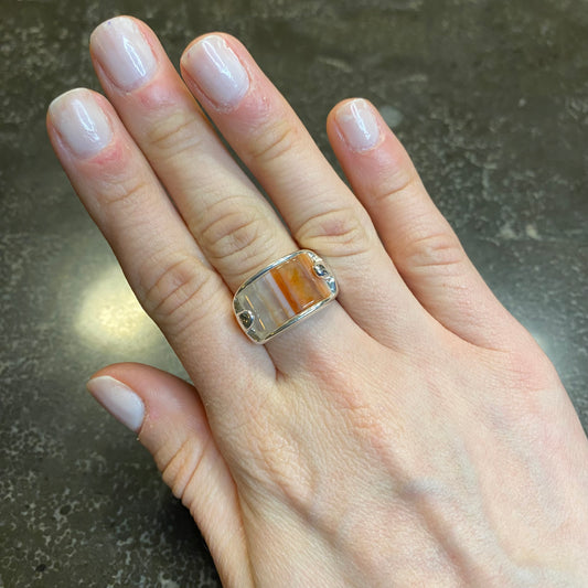 Natural Agate Faceted Ring