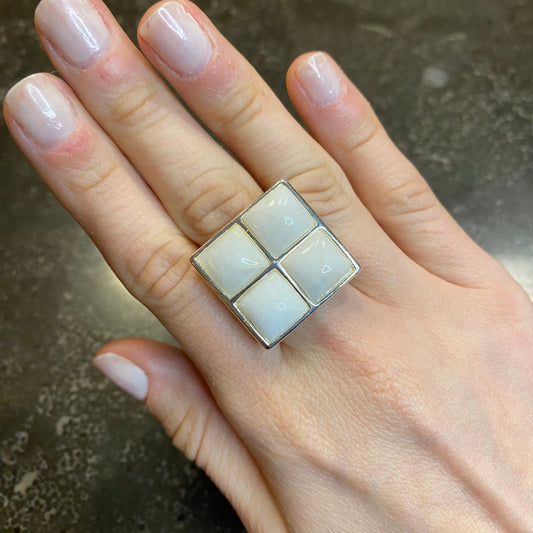 White Quartz Squares Ring