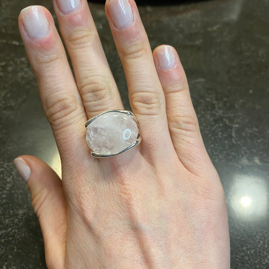 Rose Quartz Big Oval Ring