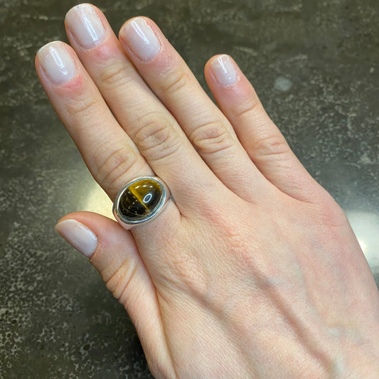 Tiger's Eye Cabochon Ring
