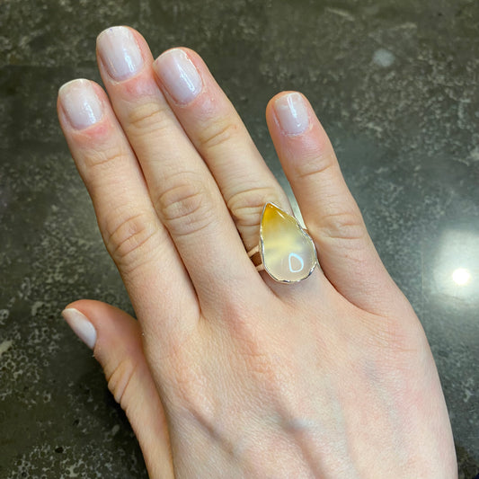 Natural Agate Pear Shape Ring
