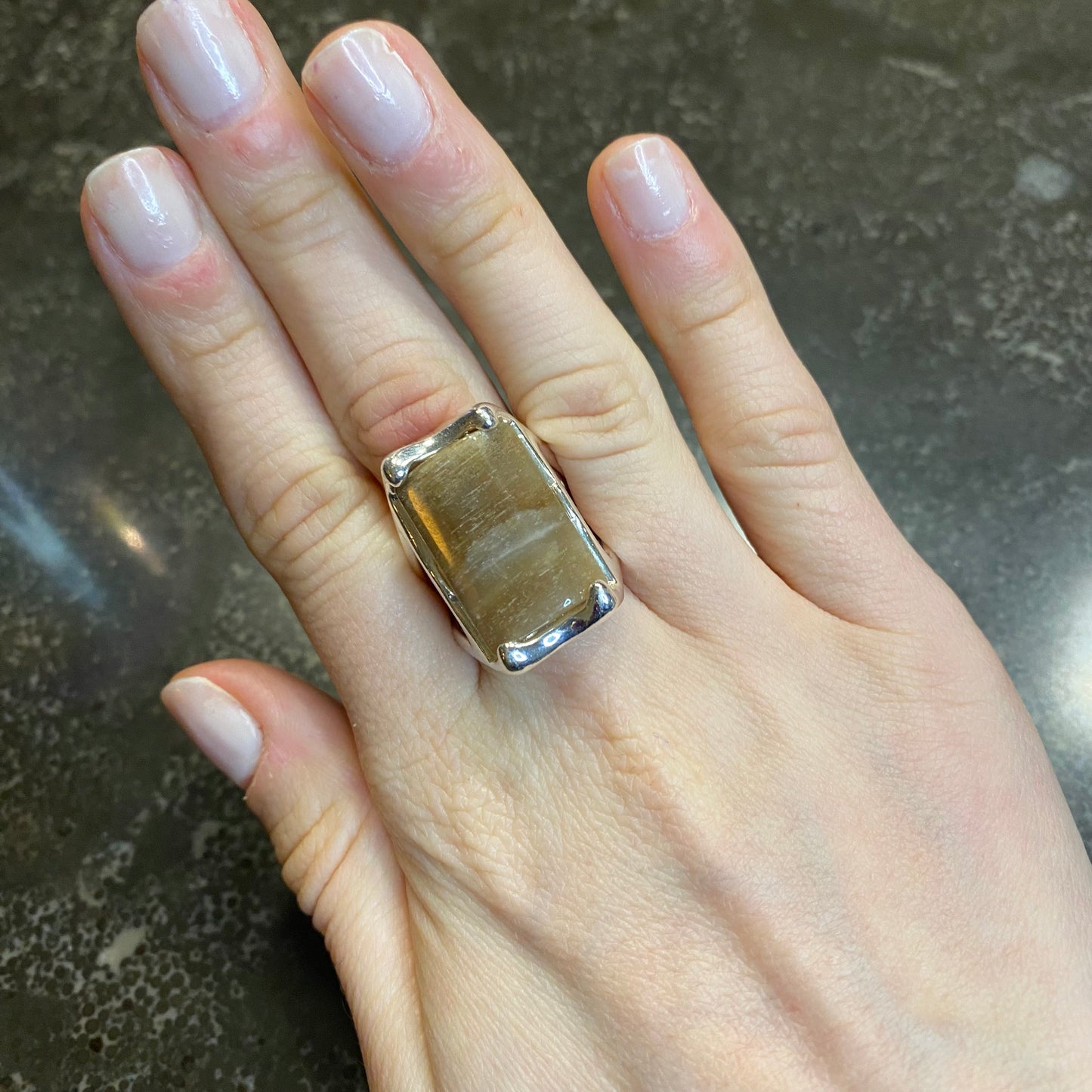 Polychrome Jasper Rectangular Ring