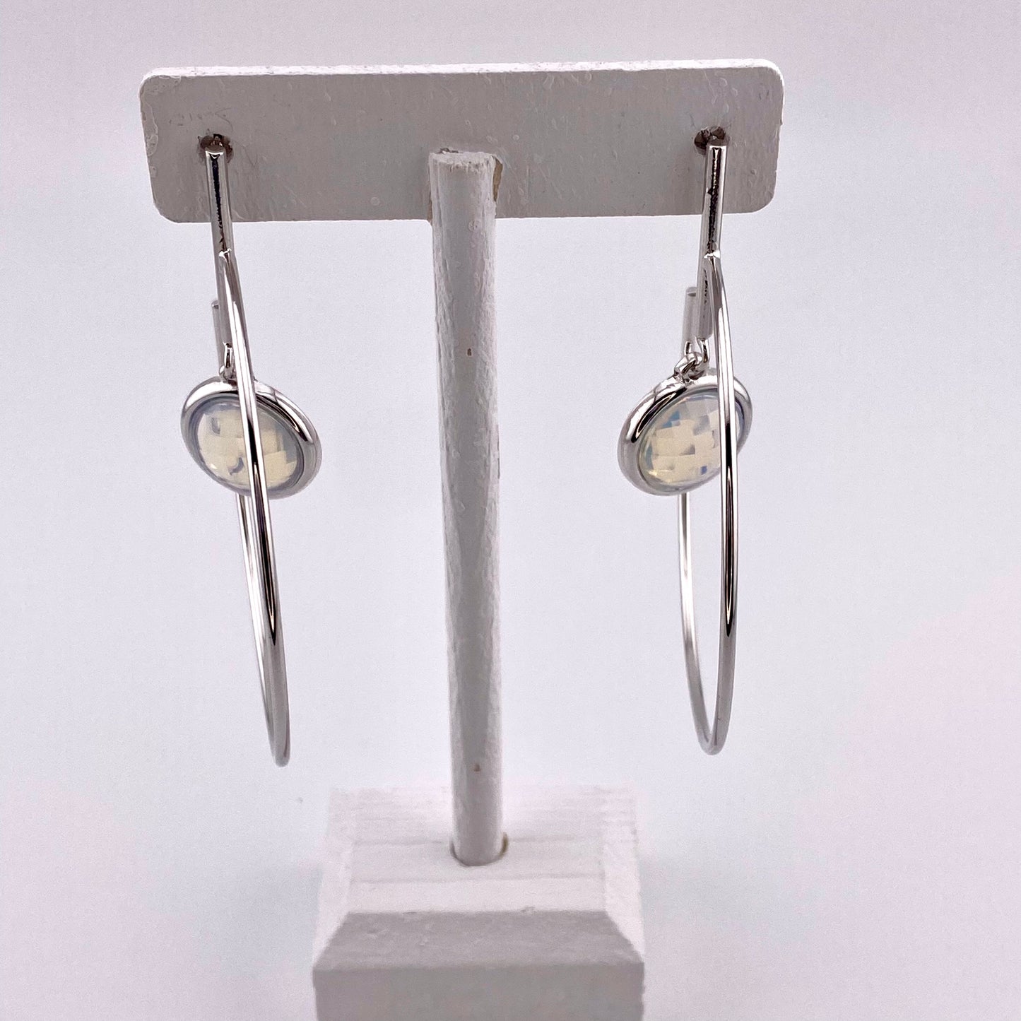 Moonstone Opalite Dangling Hoop Earring