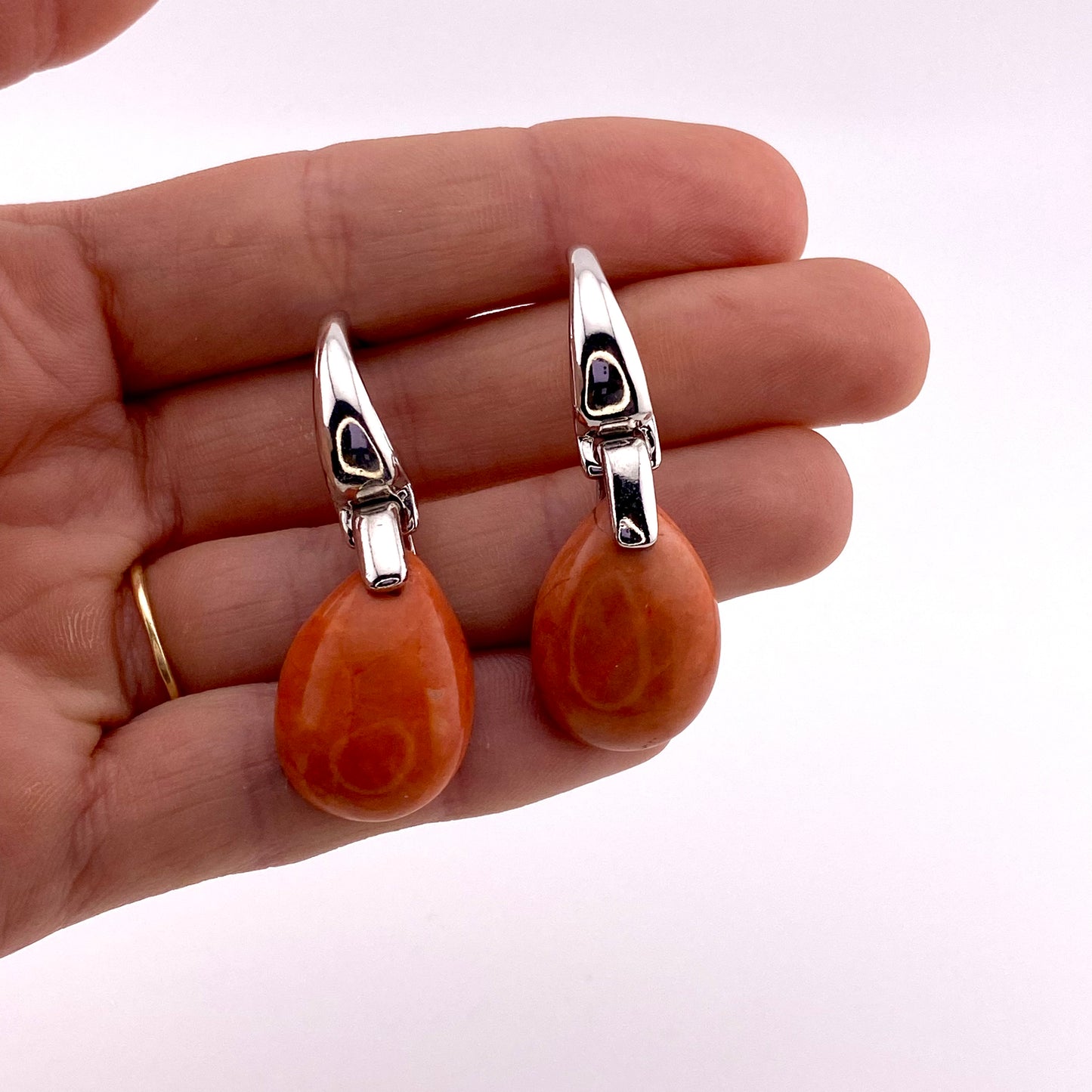 Salmon Howlite Earrings