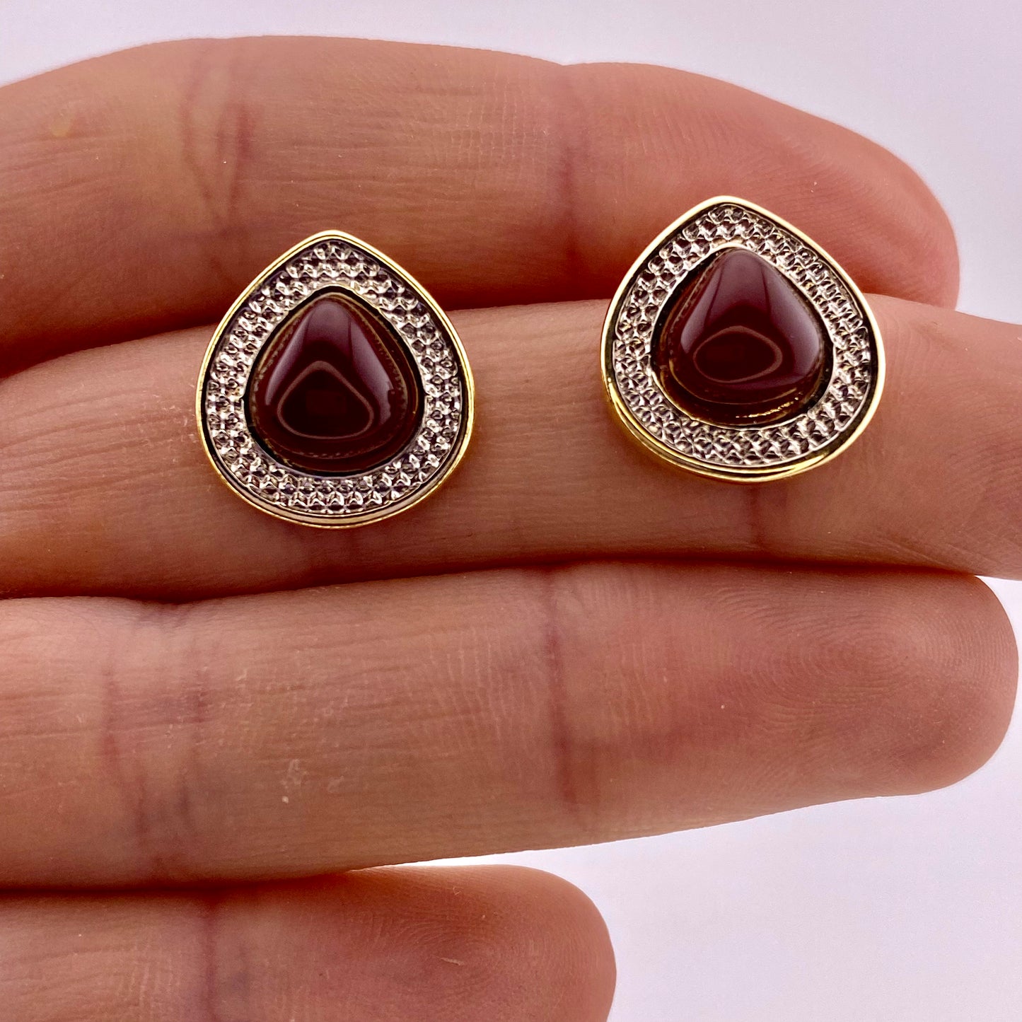 Red Agate Stud Earrings