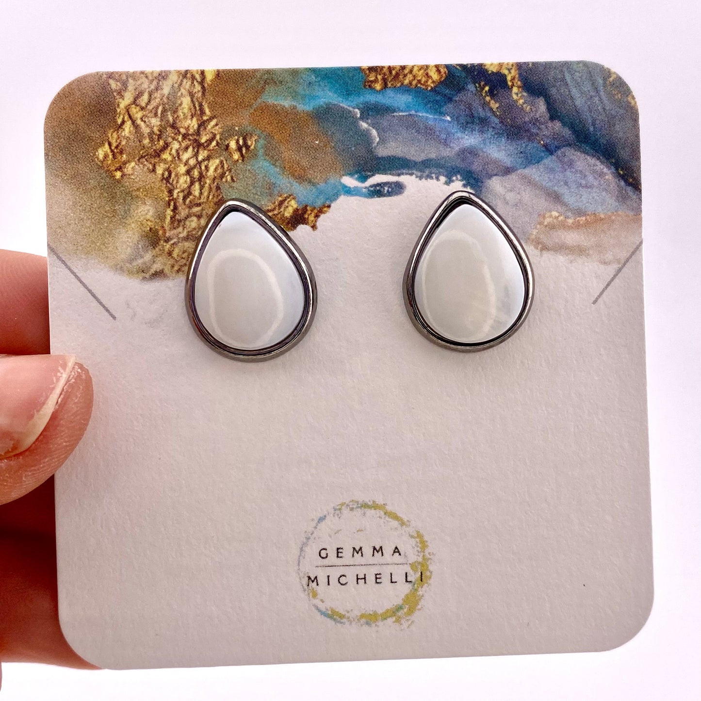 Mother of Pearl Pear Shaped Earrings