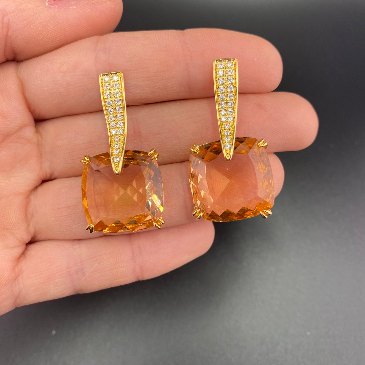 Reconstituted Morganite Earring