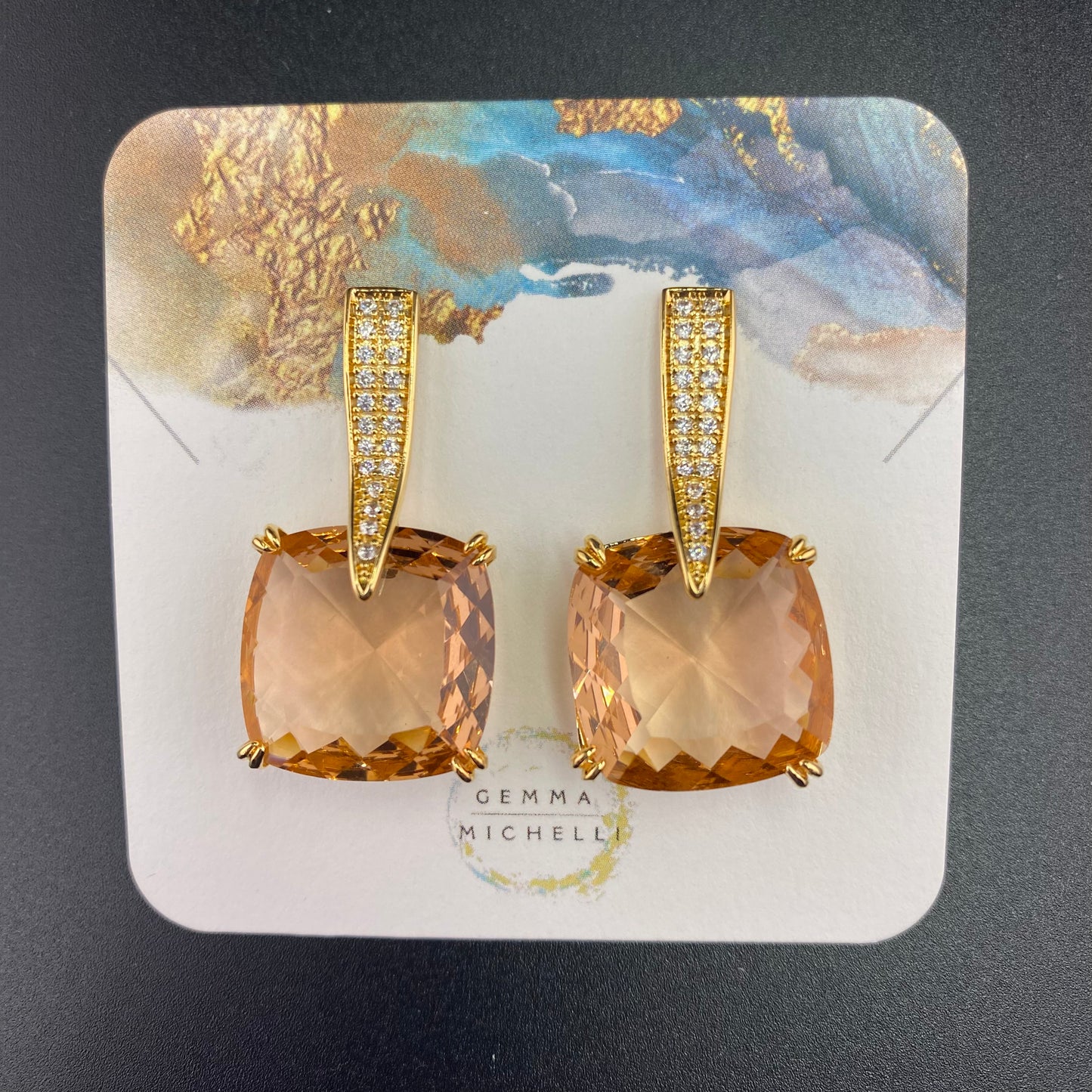 Reconstituted Morganite Earring