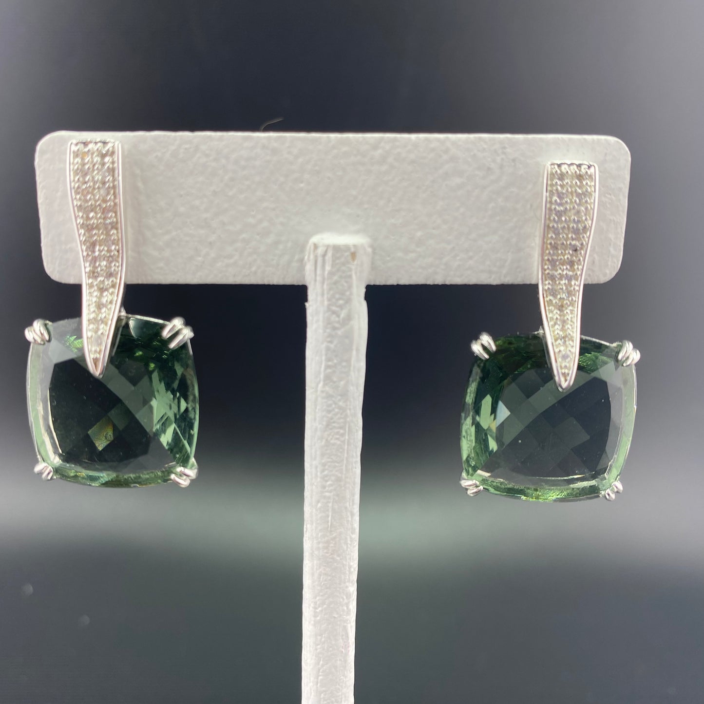 Reconstituted Prasiolite Earrings