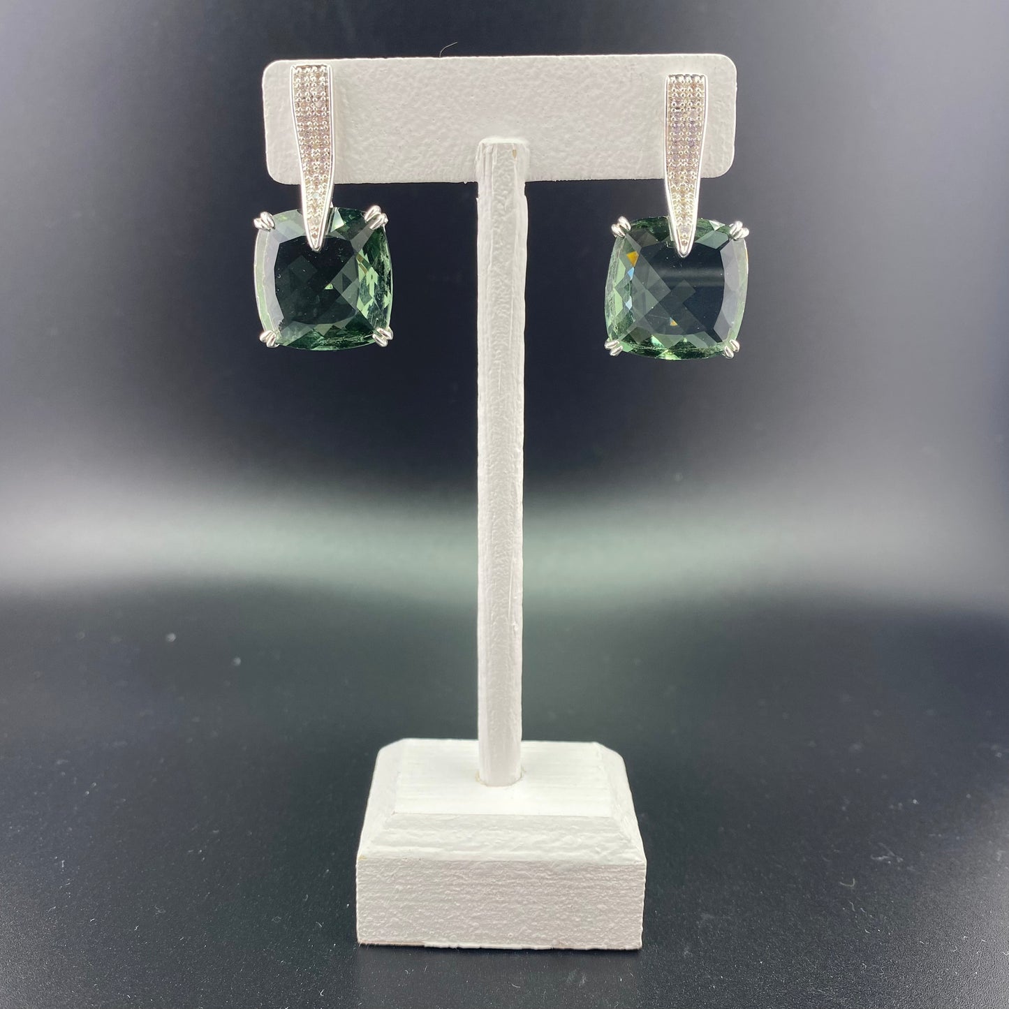 Reconstituted Prasiolite Earrings