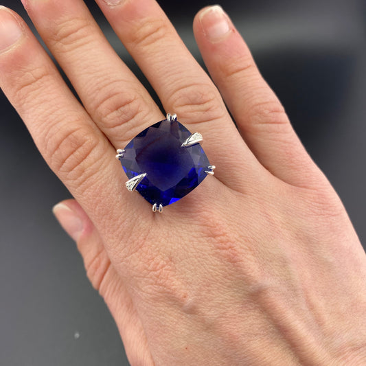 Reconstituted Tanzanite 18k Gold Plated Ring