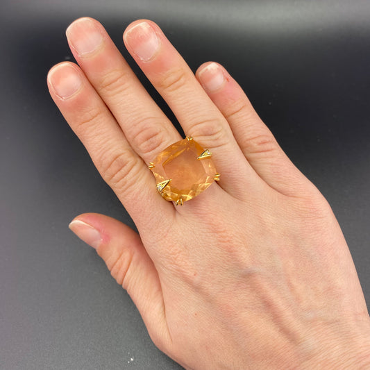 Reconstituted Morganite 18k Gold Plated Ring