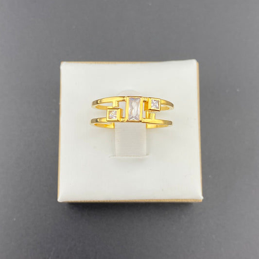 Double Band Geometric Zirconia Ring