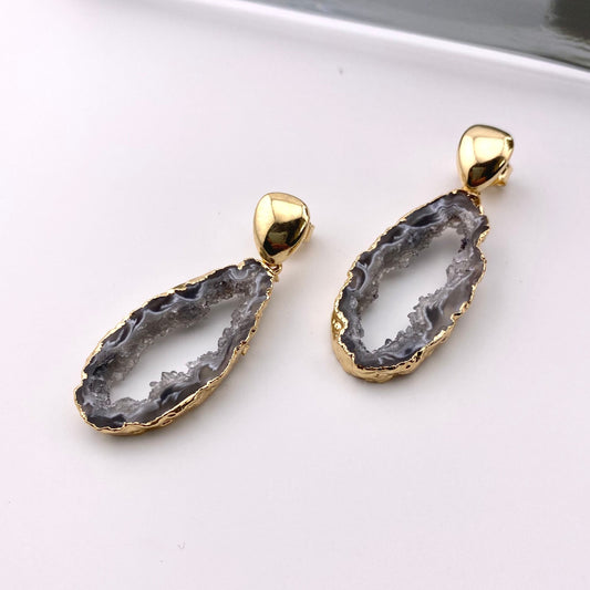 Natural Agate Geode Earrings