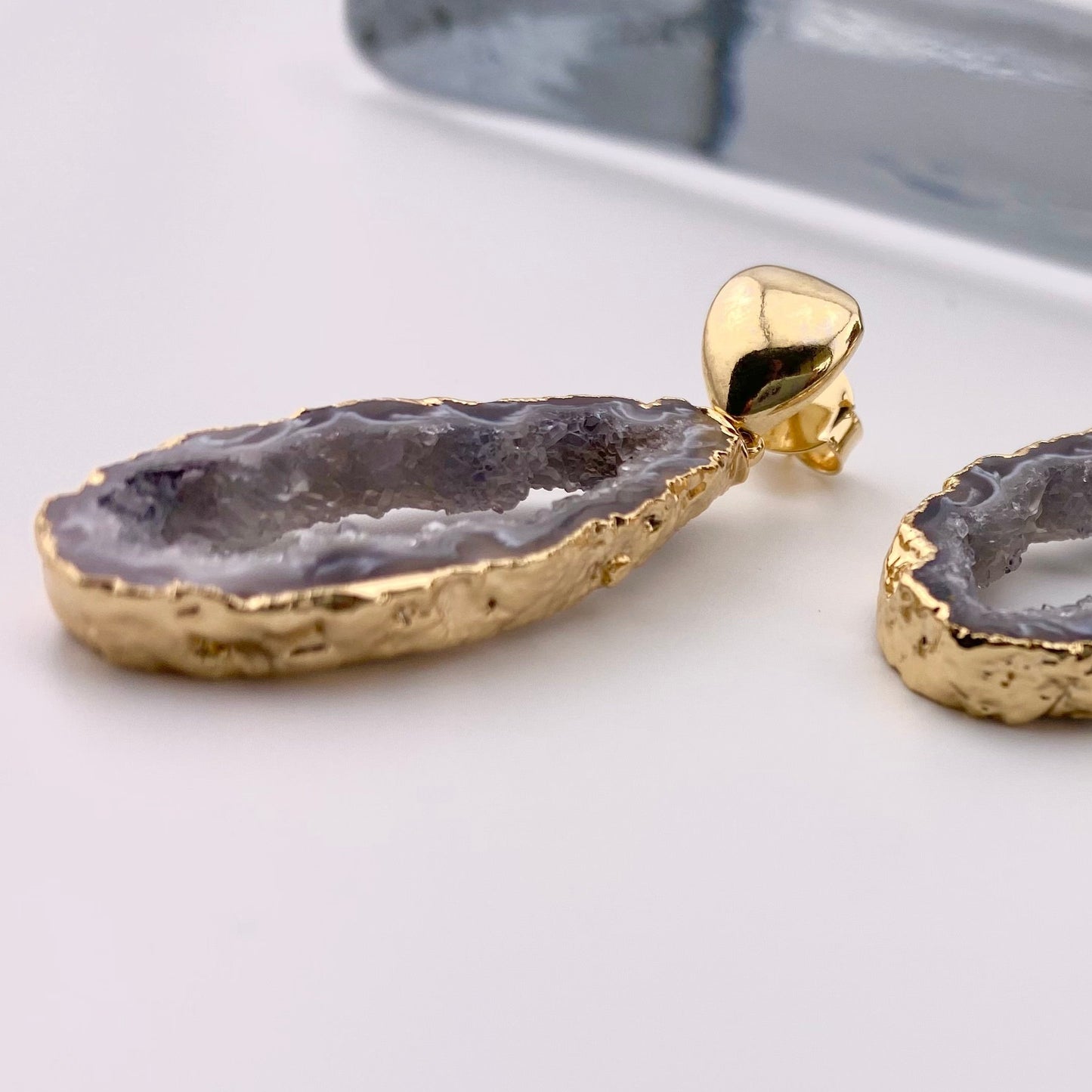 Natural Agate Geode Earrings