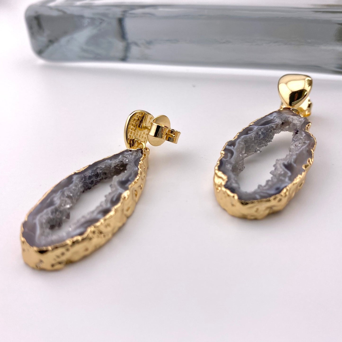 Natural Agate Geode Earrings