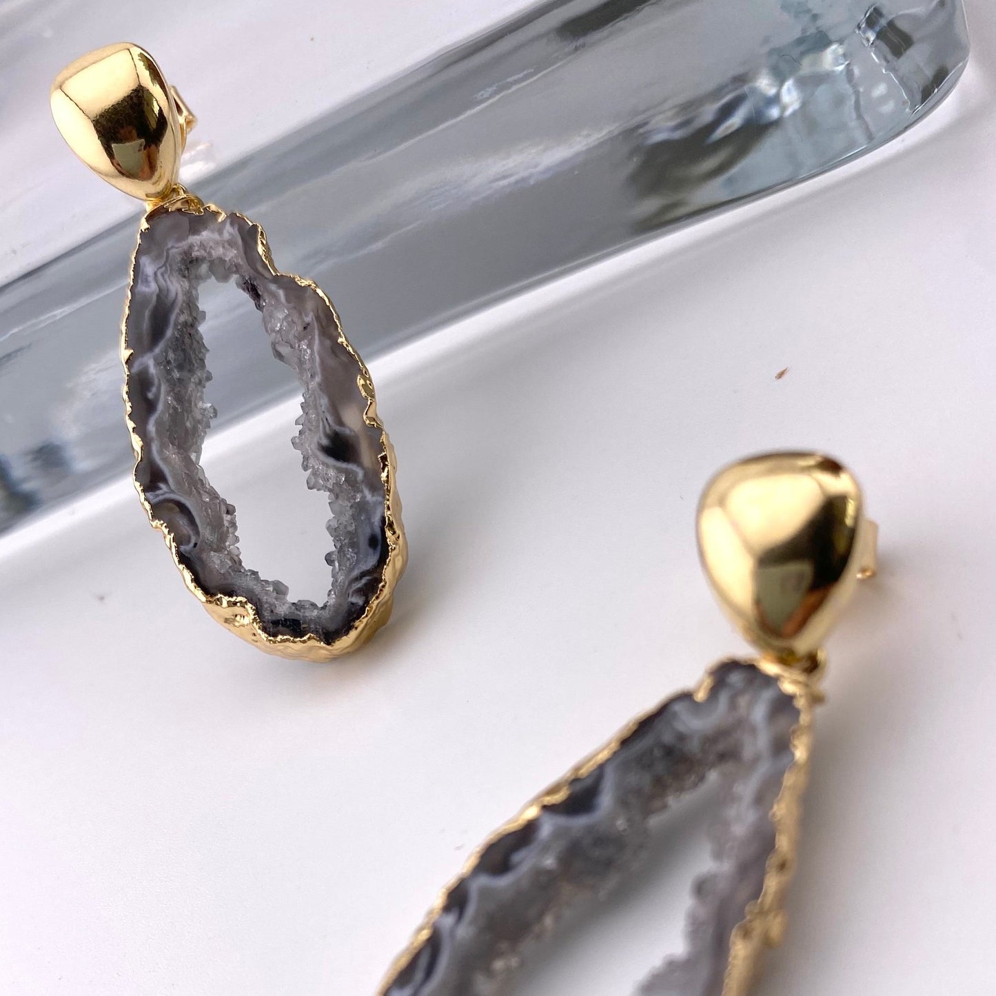 Natural Agate Geode Earrings