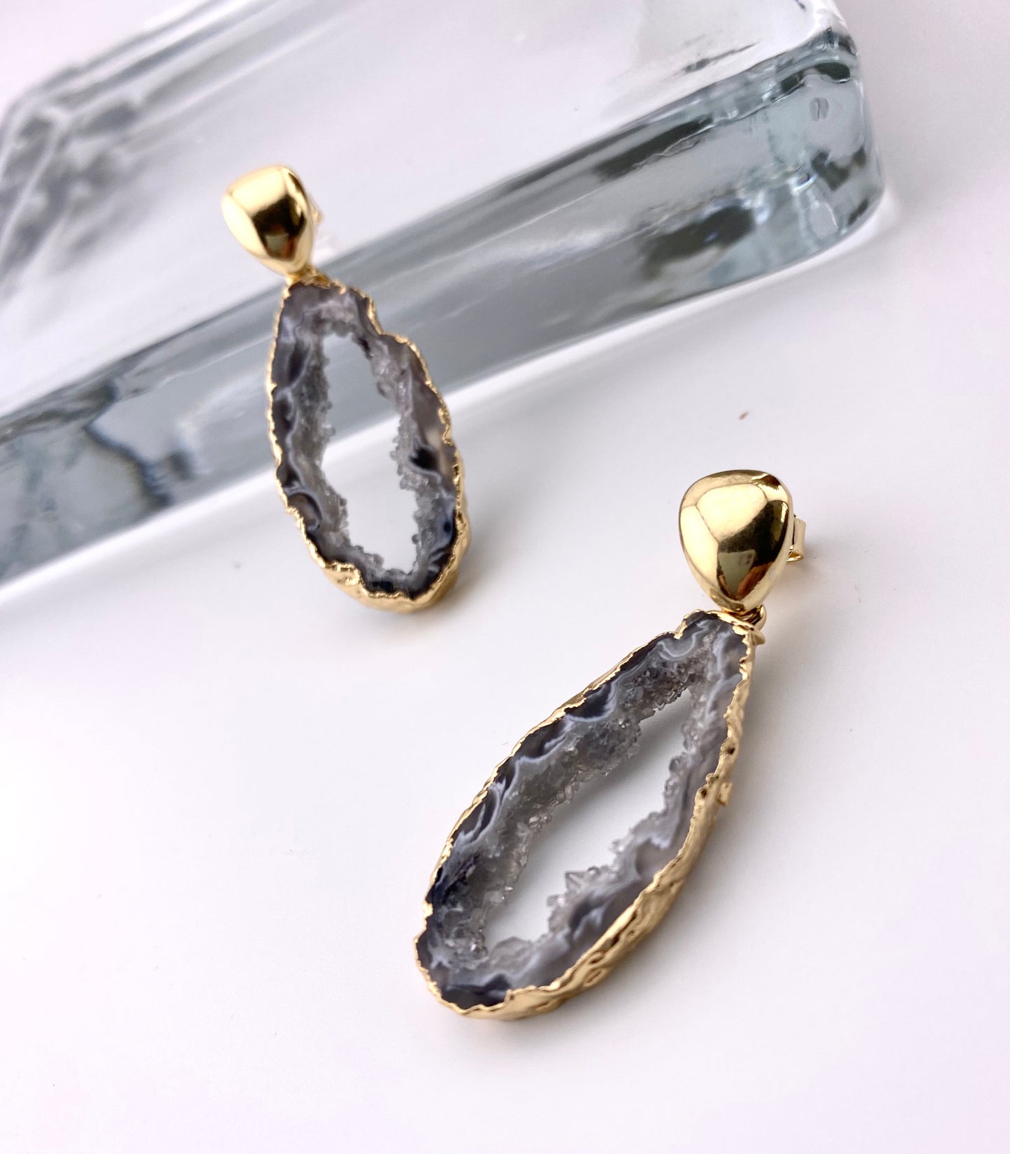 Natural Agate Geode Earrings