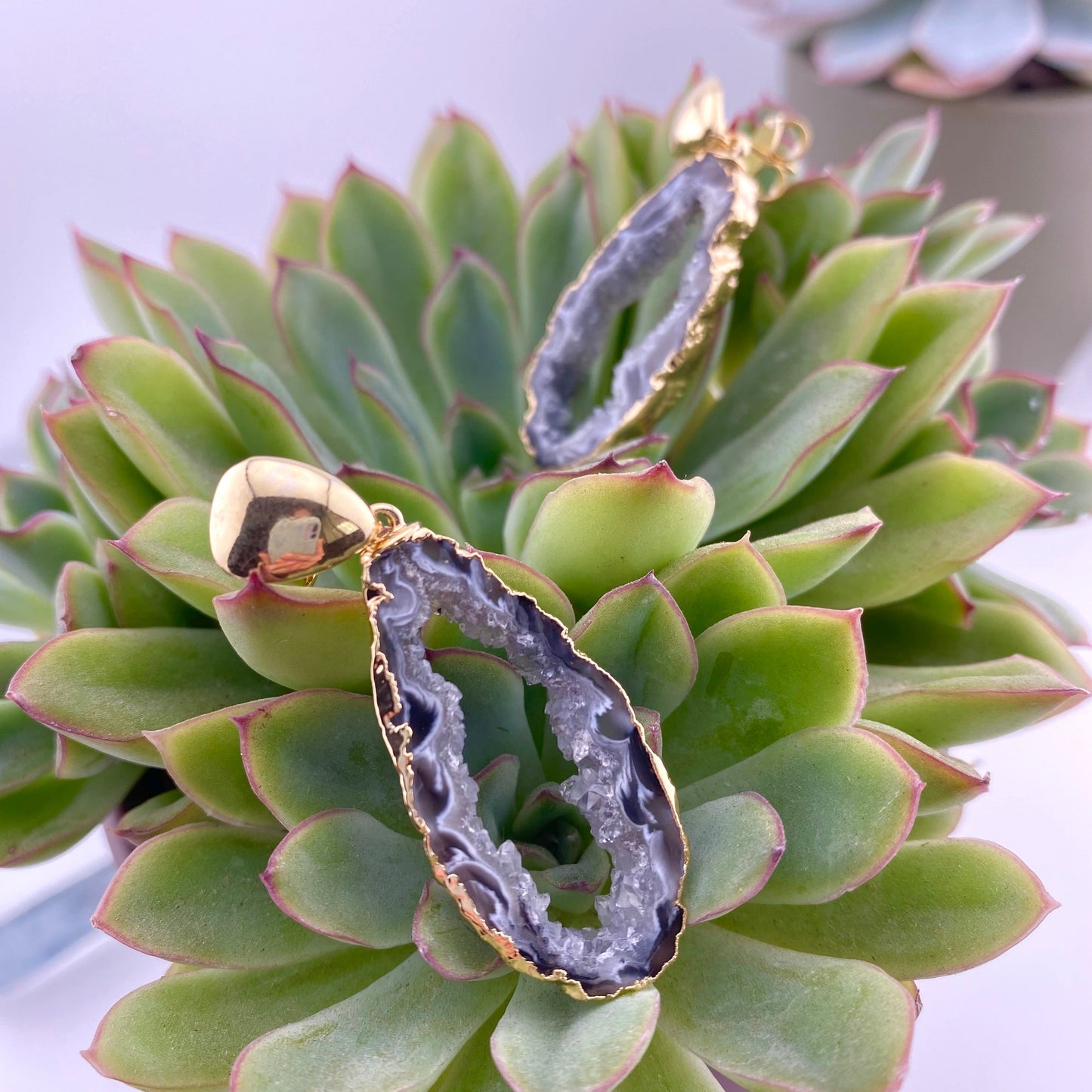 Natural Agate Geode Earrings