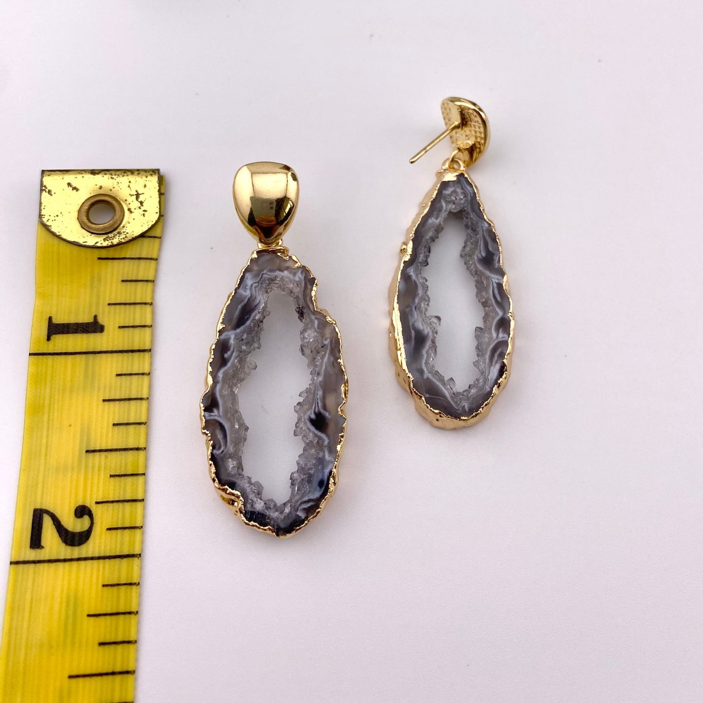 Natural Agate Geode Earrings