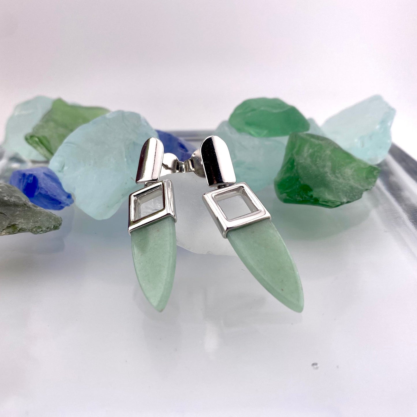 Green Quartz Arrow Earrings