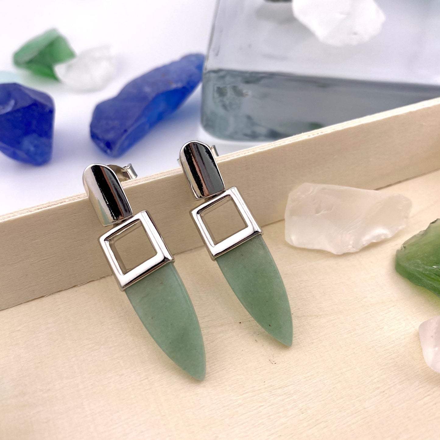 Green Quartz Arrow Earrings