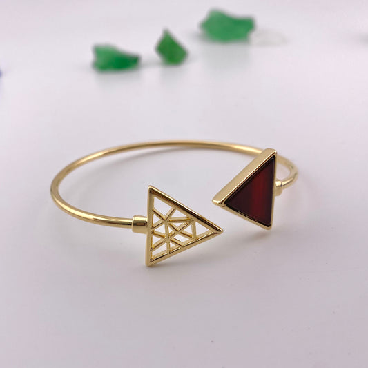 Red Agate Geometric Cuff Bracelet