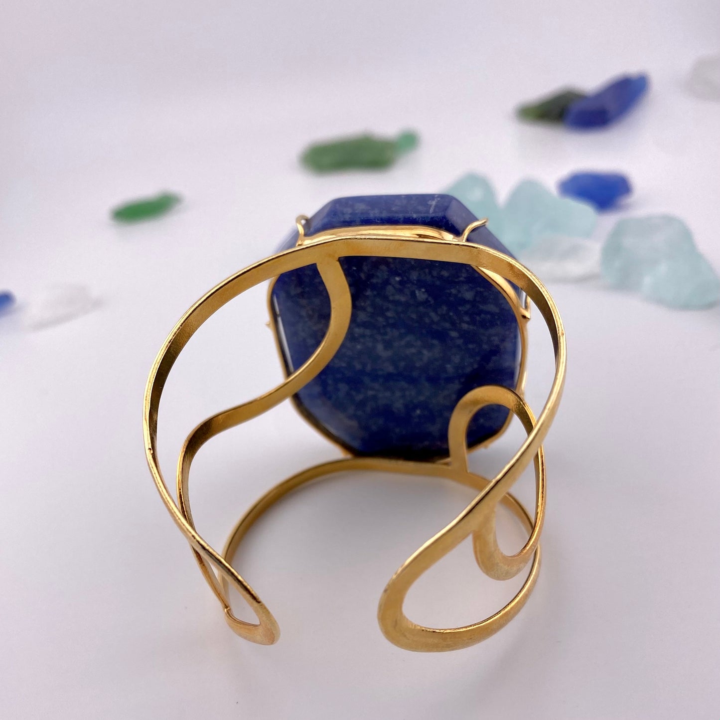 Oversized Encased Blue Quartz Cuff Bracelet