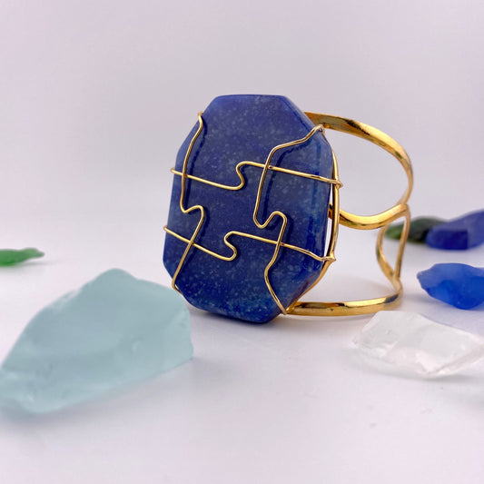 Oversized Encased Blue Quartz Cuff Bracelet