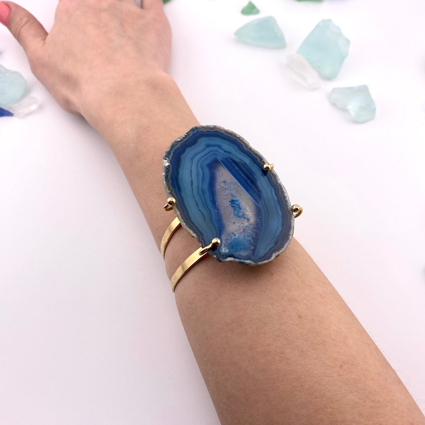 Blue Agate Slice Bracelet