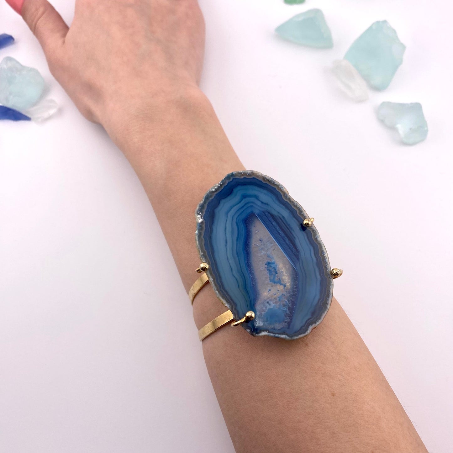 Blue Agate Slice Bracelet