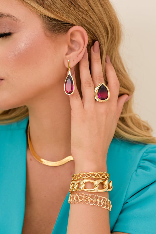 Dual Tone Pear Ring