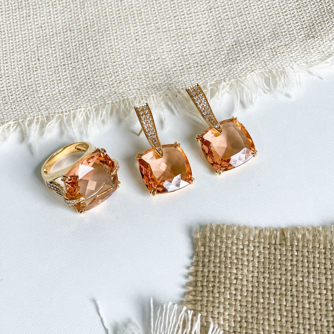 Reconstituted Morganite Earring