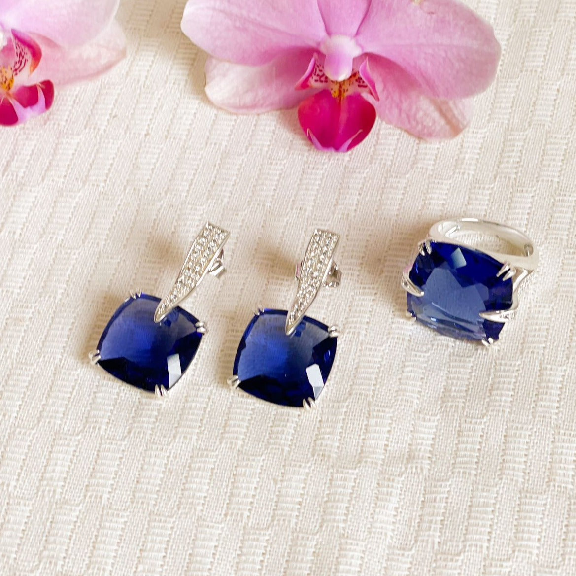 Reconstituted Tanzanite Earrings