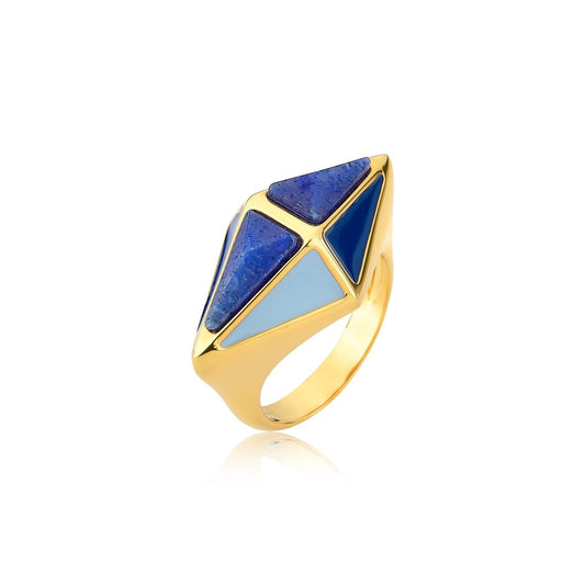 Blue Quartz Faces Ring