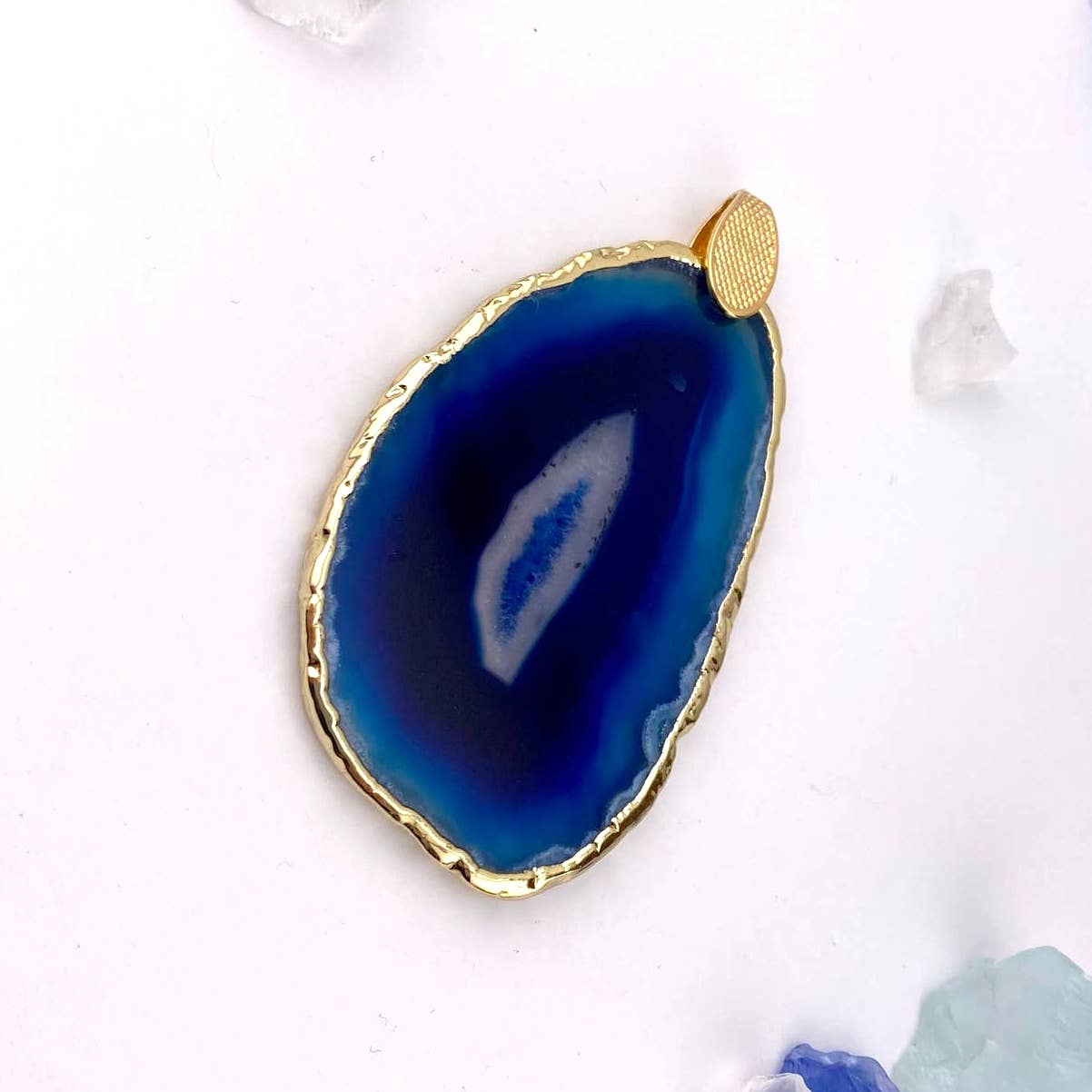 Blue Agate Slice Pendant