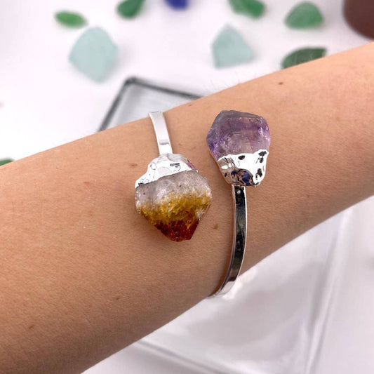 Duo Citrine and Amethyst Open Cuff Bracelet