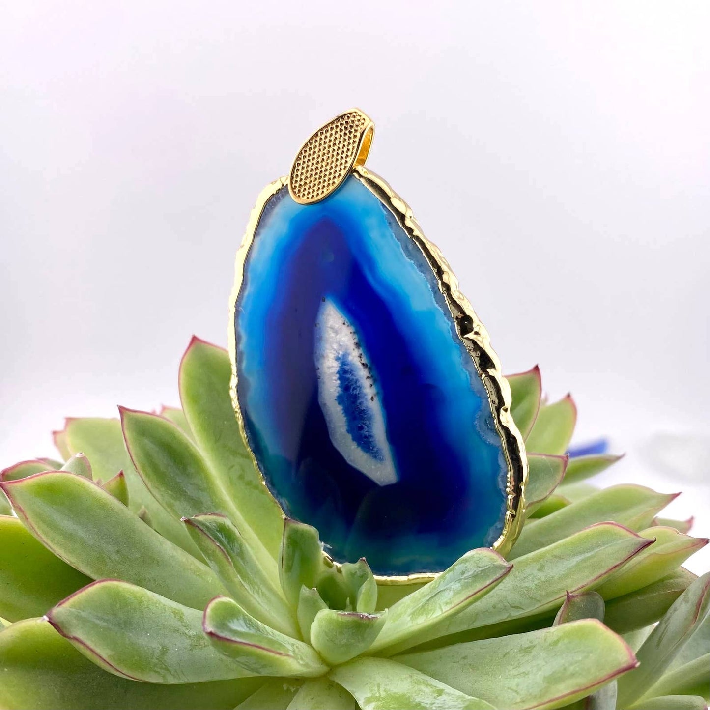 Blue Agate Slice Pendant