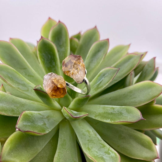 Duo Citrine Adjustable Ring