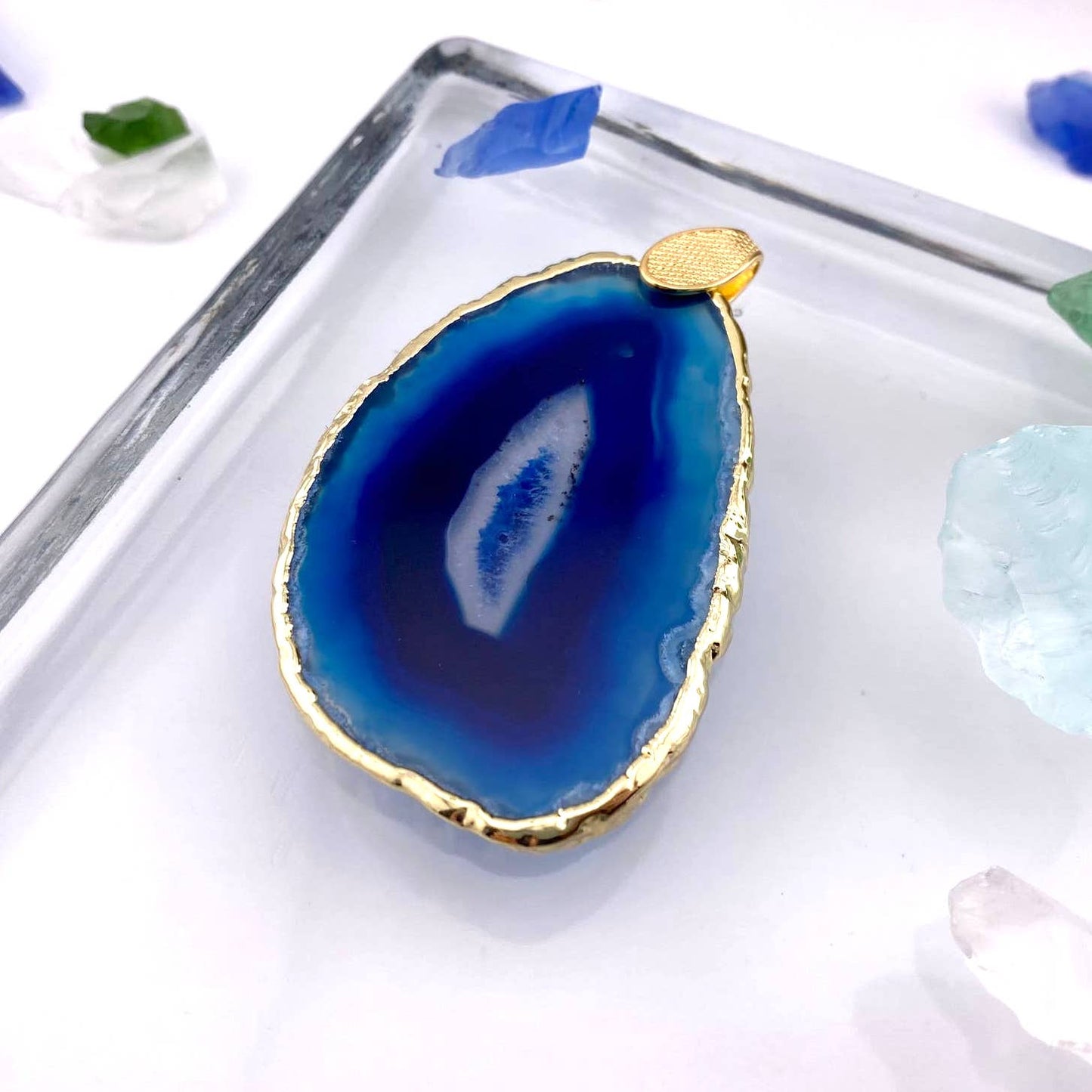 Blue Agate Slice Pendant